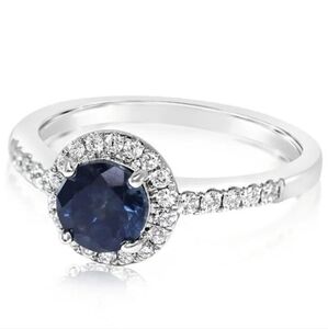 Sapphire halo sterling ring